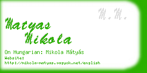 matyas mikola business card